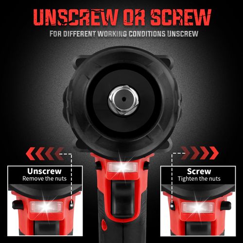 Clé à Chocs Sans Fil Brushless, Couple Maximal 700n. M, 1/2" Avec Deux Batteries 4,0 Ah,rotation