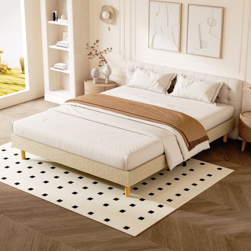 Sommier Tapissier 140x200cm, 14 Lattes, 9 Pieds Hauteur Du Cadre 29 Cm