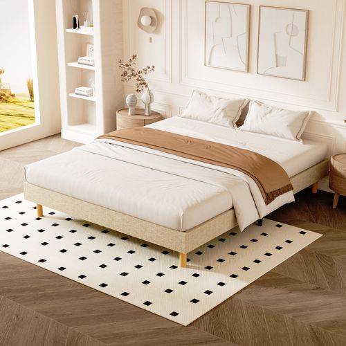 Sommier Tapissier 140x200cm, 14 Lattes, 9 Pieds Hauteur Du Cadre 29 Cm