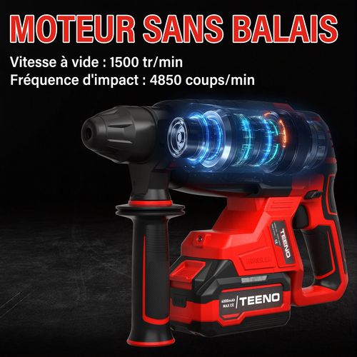 Perforateur Sans Fil, 6x Forets, Batterie 20v 4.0ah