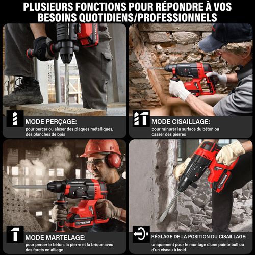 Perforateur Sans Fil, 6x Forets, Batterie 20v 4.0ah