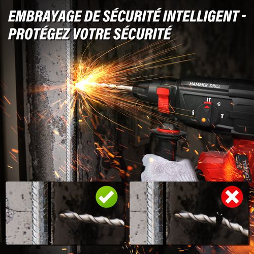 Perforateur Sans Fil, 6x Forets, Batterie 20v 4.0ah