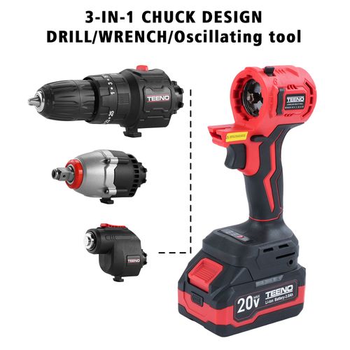 Kit Combiné Sans Fil 20 V, Ensemble D'outils 3 En 1, Comprenant Une Boîte à Outils, Une Perceuse,