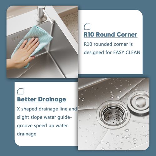 Évier De Cuisine, Cuve Simple, 68 X 45 Cm, Évier En Acier Inoxydable à Cuve Simple Avec Filtre De