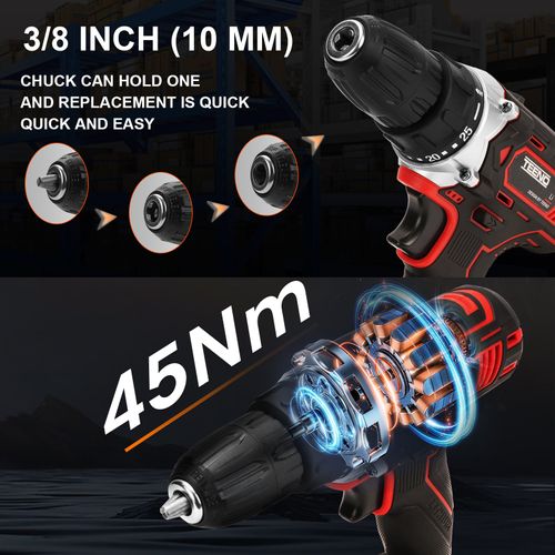 Perceuse/visseuse Sans Fil 21 V, Visseuse Sans Fil 45 Nm, Réglage Du Couple à 25+1 Niveaux,