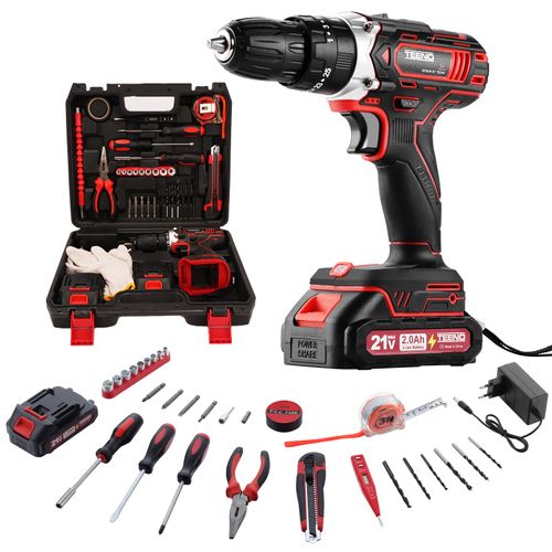 Perceuse/visseuse Sans Fil 21 V, Visseuse Sans Fil 45 Nm, Réglage Du Couple à 25+1 Niveaux,