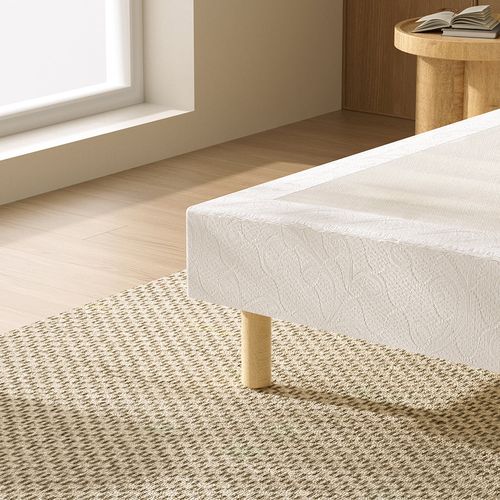Sommier Tapissier 140x190 Cm, 4 Pieds En Bois, 2 Pieds Centraux Réglables (en Fer), 2x14 lattes