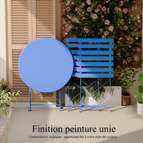 Lot De 3 Meubles De Jardin De Balcon, Table Et Chaises Pliable, Bistrot Bar Salon De Jardin