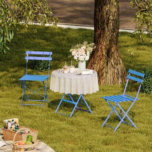 Lot De 3 Meubles De Jardin De Balcon, Table Et Chaises Pliable, Bistrot Bar Salon De Jardin