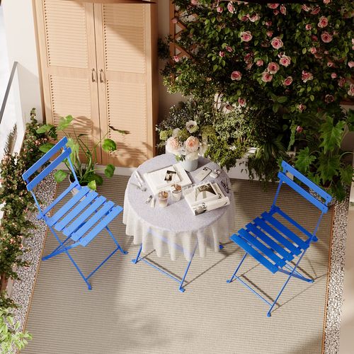 Lot De 3 Meubles De Jardin De Balcon, Table Et Chaises Pliable, Bistrot Bar Salon De Jardin