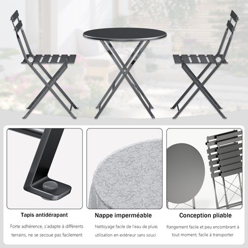 Lot De 3 Meubles De Jardin De Balcon, Bistrot Bar Salon De Jardin Exterieur 2 Personnes