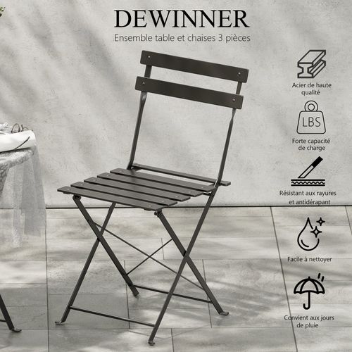 Lot De 3 Meubles De Jardin De Balcon, Bistrot Bar Salon De Jardin Exterieur 2 Personnes