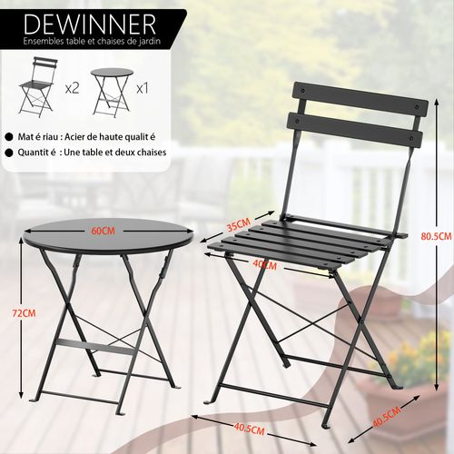 Lot De 3 Meubles De Jardin De Balcon, Bistrot Bar Salon De Jardin Exterieur 2 Personnes