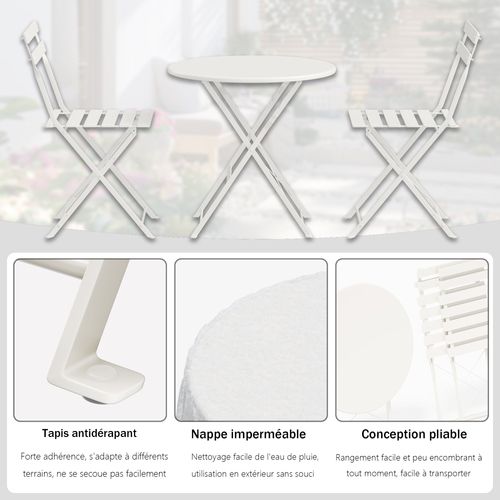 Lot De 3 Meubles De Jardin De Balcon,  Bistrot Bar Salon De Jardin Exterieur 2 Personnes