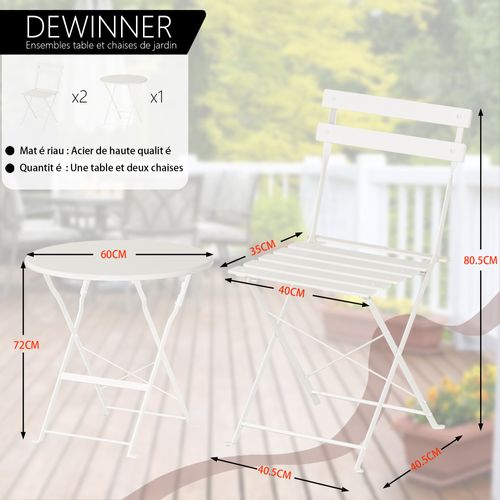 Lot De 3 Meubles De Jardin De Balcon,  Bistrot Bar Salon De Jardin Exterieur 2 Personnes