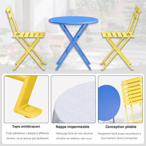 Lot De 3 Meubles De Jardin De Balcon, Bistrot Bar Salon De Jardin Exterieur 2 Personnes