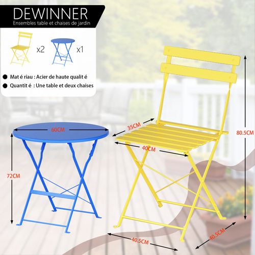 Lot De 3 Meubles De Jardin De Balcon, Bistrot Bar Salon De Jardin Exterieur 2 Personnes