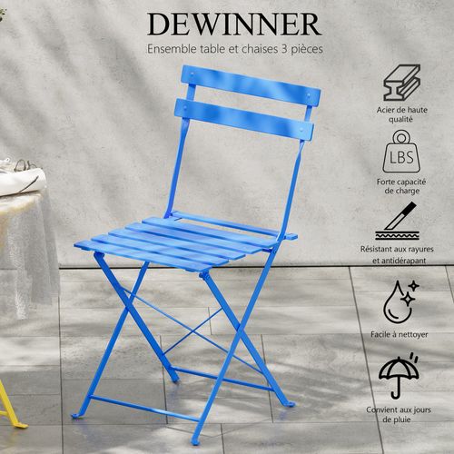 Lot De 3 Meubles De Jardin De Balcon, Table Et Chaises Pliable, Bistrot Bar Salon De Jardin