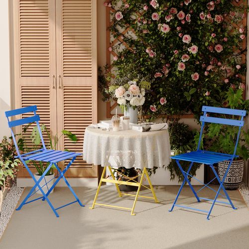 Lot De 3 Meubles De Jardin De Balcon, Table Et Chaises Pliable, Bistrot Bar Salon De Jardin
