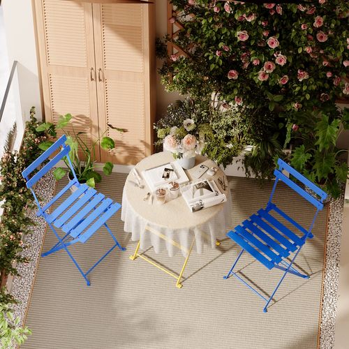 Lot De 3 Meubles De Jardin De Balcon, Table Et Chaises Pliable, Bistrot Bar Salon De Jardin