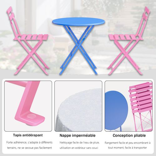 Lot De 3 Meubles De Jardin De Balcon, Bistrot Bar Salon De Jardin Exterieur 2 Personnes