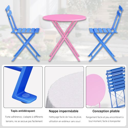 Lot De 3 Meubles De Jardin De Balcon, Bistrot Bar Salon De Jardin Exterieur 2 Personnes