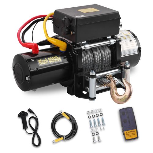 Treuil Électrique 12v 6000 Lbs / 2722 Kg, 15 Mètres De Câble, 30 Mètres De Commande Sans Fil