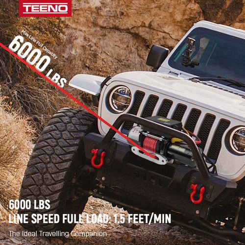 Treuil Électrique 12v, Câble De Treuil 6000 Lbs/2722 Kg, Câble En Nylon, Télécommande Sans Fil 30