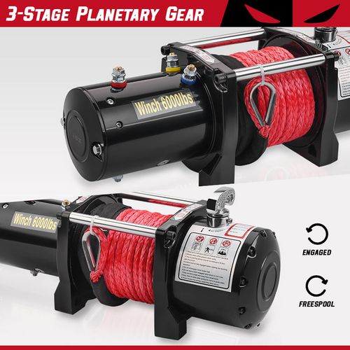 Treuil Électrique 12v, Câble De Treuil 6000 Lbs/2722 Kg, Câble En Nylon, Télécommande Sans Fil 30