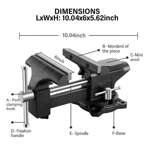 Etau D'établi En Acier Moulé, Largeur De Serrage 150 Mm, Force De Serrage 1000 Kg