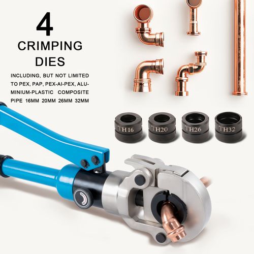 Pince à Sertir Bleue Multicouche 100kn Pour Raccords : Th16, Th20, Th26, Th32