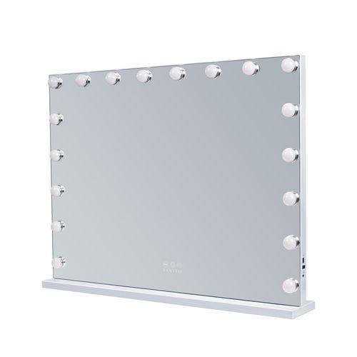 Miroir De Maquillage Hollywood Avec Lumières, à Poser Au Sol Ou à Fixer Au Mur, 80x58 Cm