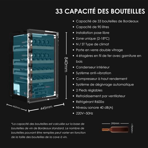 Agk33pv Cave à Vin Convertible Armoire à  Boisson Mono-zone 33 Bouteilles