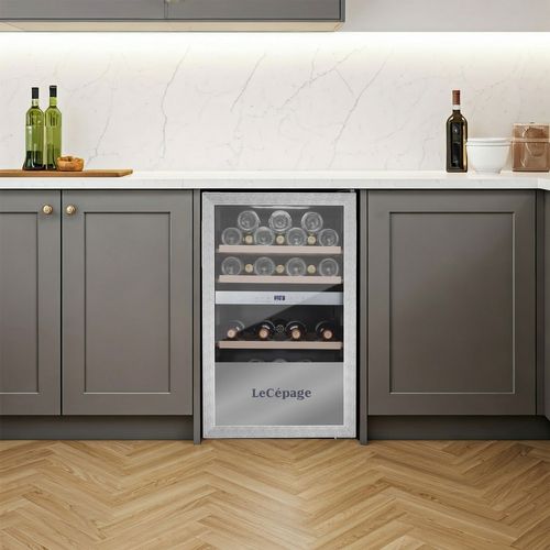 Cave à Vin Service Lecépage Sous Plan Agks562zvx 56 Bouteilles Double Zone Contour Porte Inox