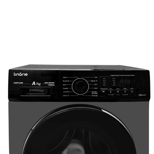 Lave-linge Hublot Linarie Lswm712sb Gris Geney 7kg 1200 Tours Moteur Induction 12 Programmes