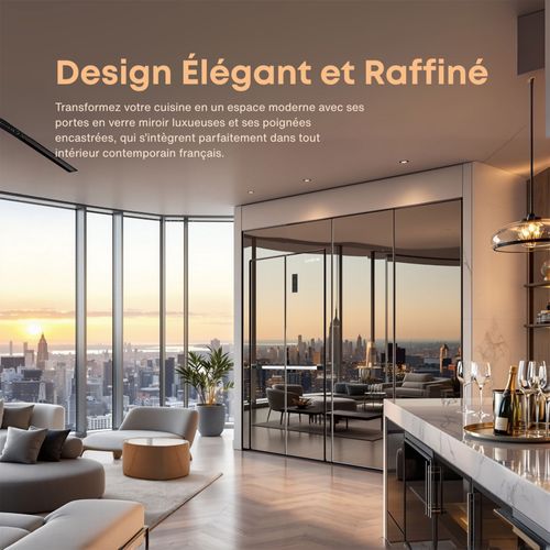 Réfrigérateur Congélateur 4 Portes Lscd430mir 418 Litres Meribel Verre Miroir Fumé