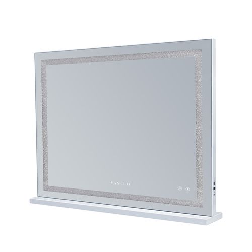 Miroir De Maquillage Hollywood Bluetooth Avec Bande Lumineuse En Cristal 80x58 Cm