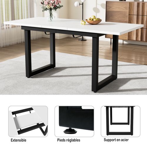 Table à Manger Extensible à Allonge Papillon Intégrée