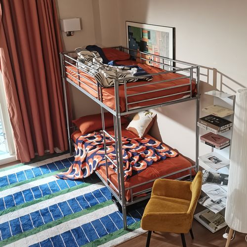 Lit Superposé 2 Personnes Cadre De Lits 90x190cm En Métal, Gris