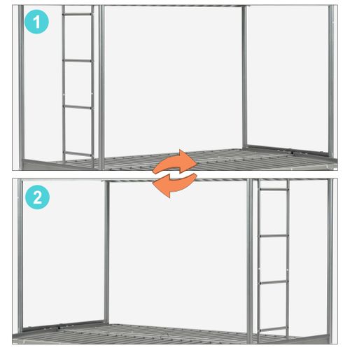 Lit Superposé 90x190cm Sans Matelas Avec Banquette Et Sommier à Lattes En Métal, Gris