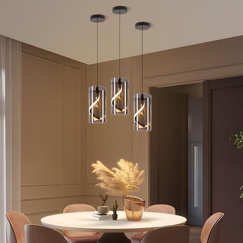 LED Suspension Noir 8w 3000k Hauteur Réglable Pour Salon Cuisines