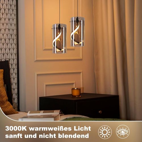 LED Suspension Noir 8w 3000k Hauteur Réglable Pour Salon Cuisines