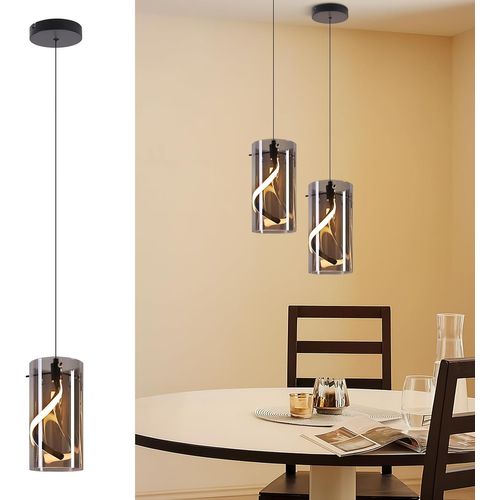 LED Suspension Noir 8w 3000k Hauteur Réglable Pour Salon Cuisines