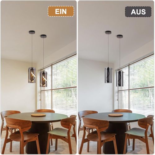 LED Suspension Noir 8w 3000k Hauteur Réglable Pour Salon Cuisines
