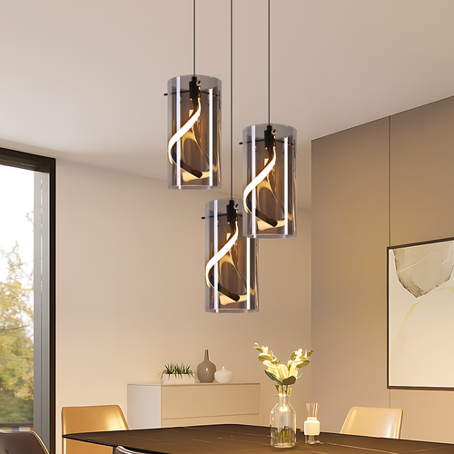 Suspension LED 3 Flamme Noir 150 Cm 23w Hauteur Réglable Suspendue Salon Chambre