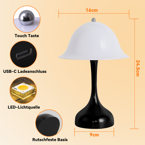 Lampe de chevet LED Noir Lampe Moderne Lampes Dimmable LED