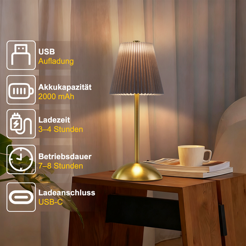 Lampes De Table LED Lot De 2  Sans Fil  Avec Port USB 3 Températuresverte