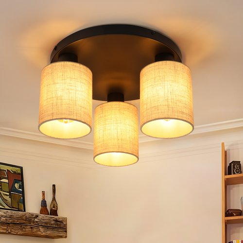 Plafonnier Spots De Plafond Noir Vintage 3 Flammes E27 Sans Ampoule