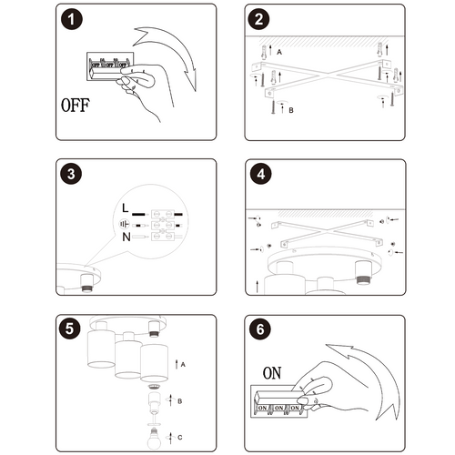 Plafonnier Spots De Plafond Noir Vintage 3 Flammes E27 Sans Ampoule
