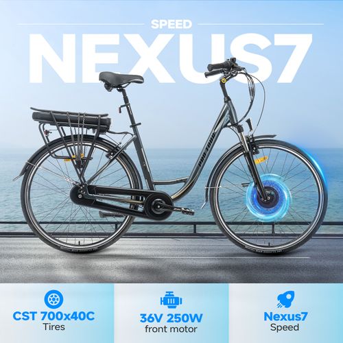 Vélo Électrique 18 Pouces Moteur 250w 7 Vitesses Noir